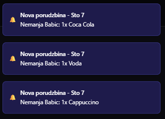 Notifikacija konobaru kad je piće gotovo